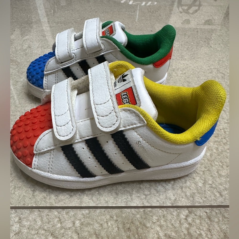 ADIDAS SUPERSTAR x LEGO INFANT TODDLER PRIMARY COLOR BLOCK SNEAKERS SZ 6